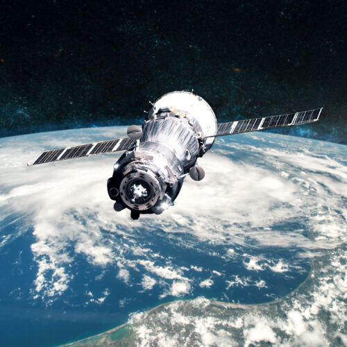 Planet Earth. Spacecraft launch into space. Elements of this image furnished by NASA.